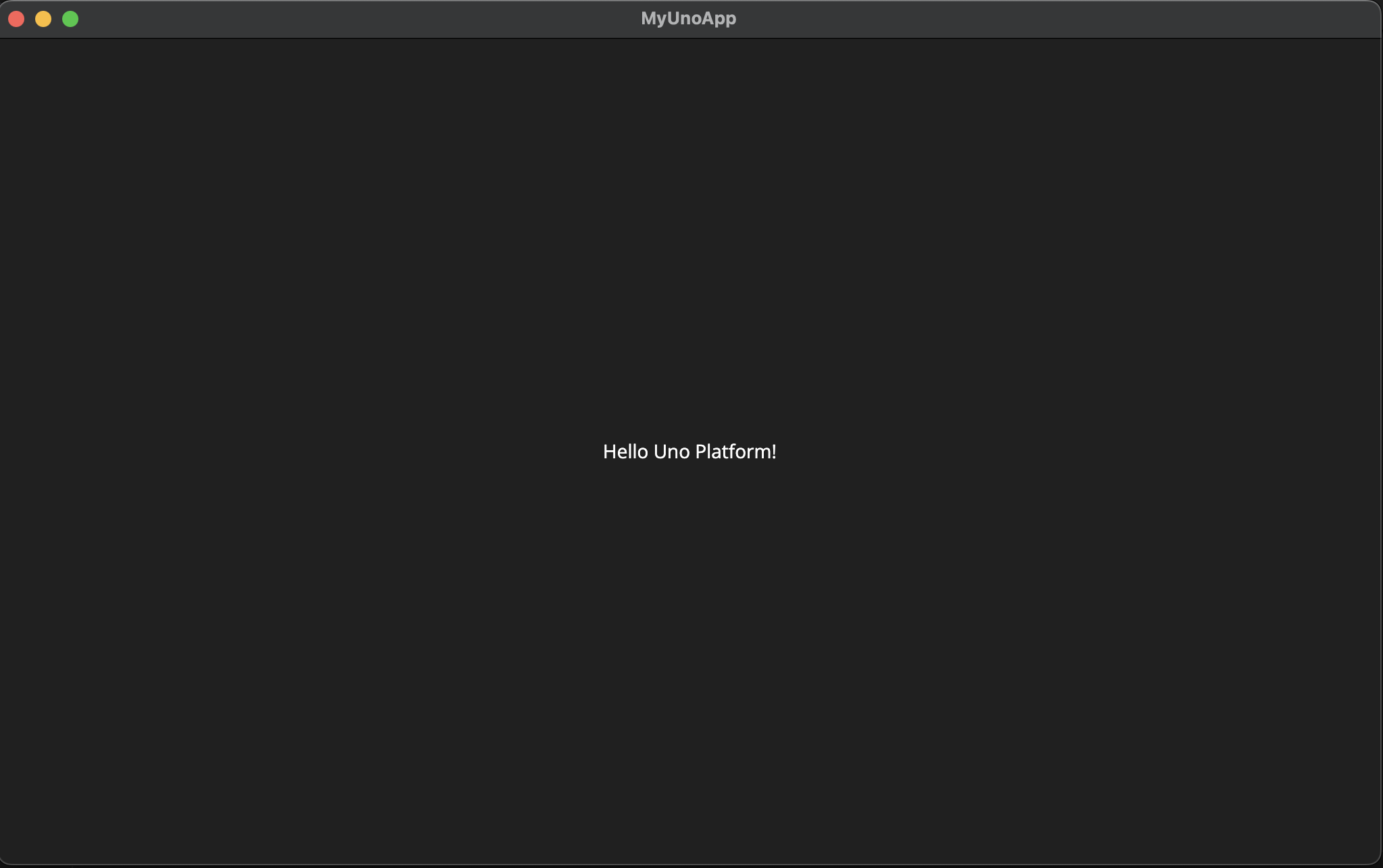 Blank Uno Platform app running on macOS